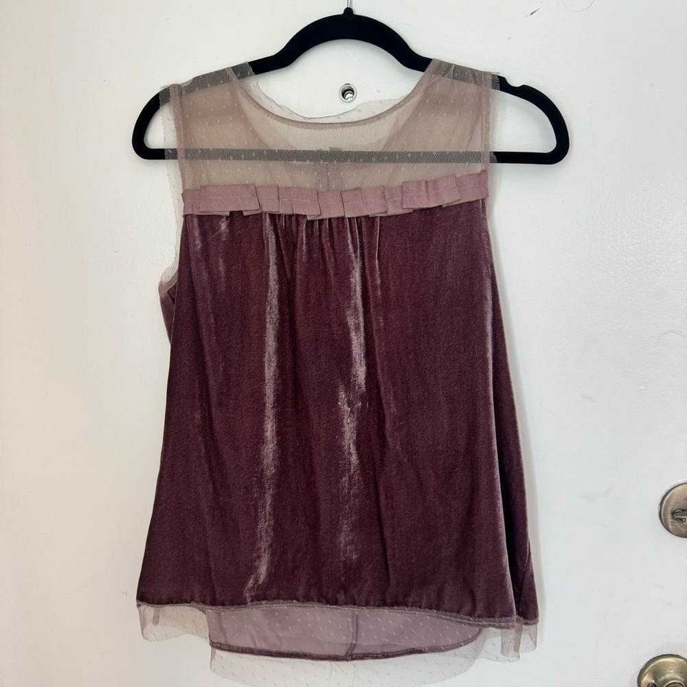 LOFT Plum Velvet and Lace Top